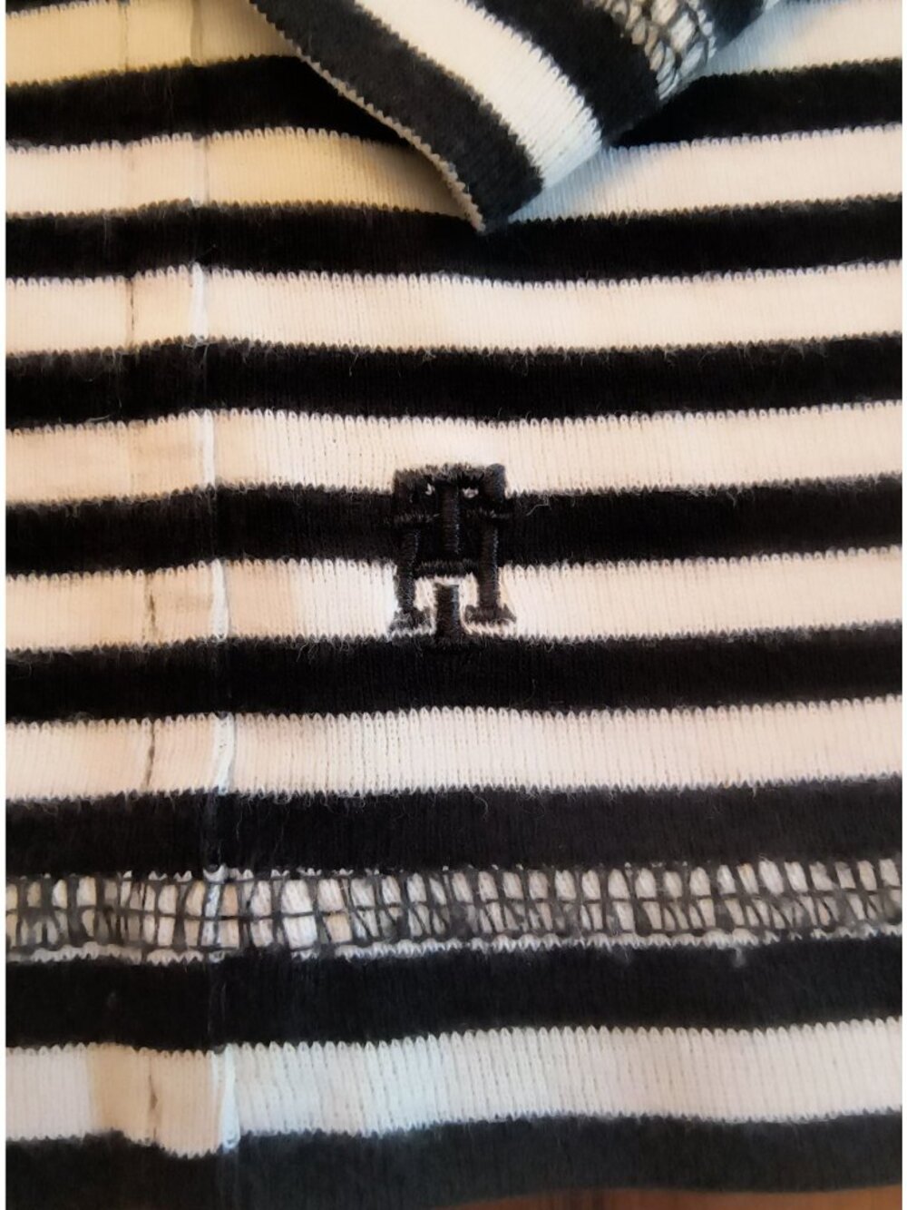 Tommy Hilfiger Womens Striped Mock Neck Long Sleeve Cotton Top XL Black & White - Picture 3 of 7